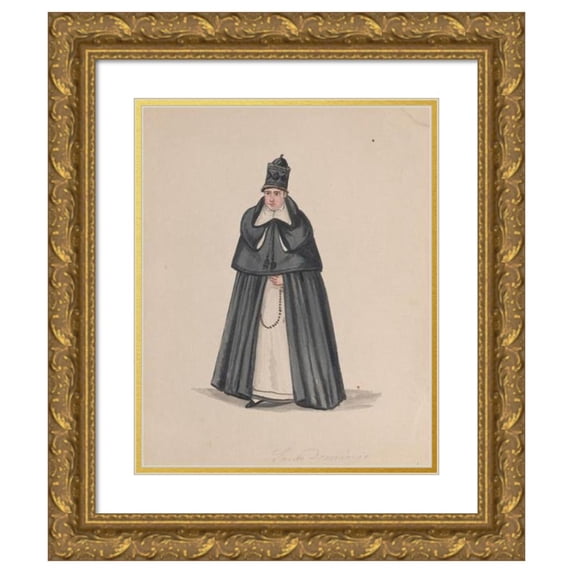 Francisco Fierro 20x24 Gold Ornate Framed and Double Matted Museum Art Print Titled - A Priest from the Order of Santo Domingo (Saint Dominic) (ca. 1848)