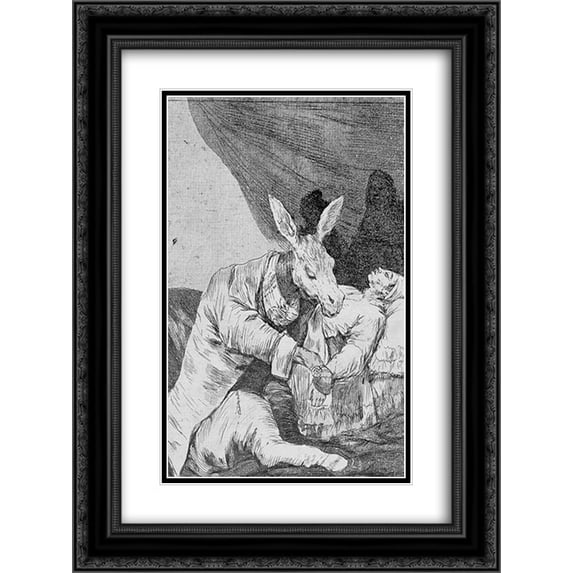 Francisco Goya 2x Matted 20x24 Black Ornate Framed Art Print 'Caprichos - Plate 40: Of What Ill Will he Die?'