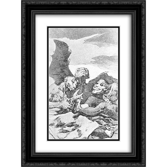 Francisco Goya 2x Matted 20x24 Black Ornate Framed Art Print 'Caprichos - Plate 51: They Pare'