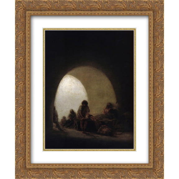 Francisco Goya 2x Matted 20x24 Gold Ornate Framed Art Print 'A Prison Scene'