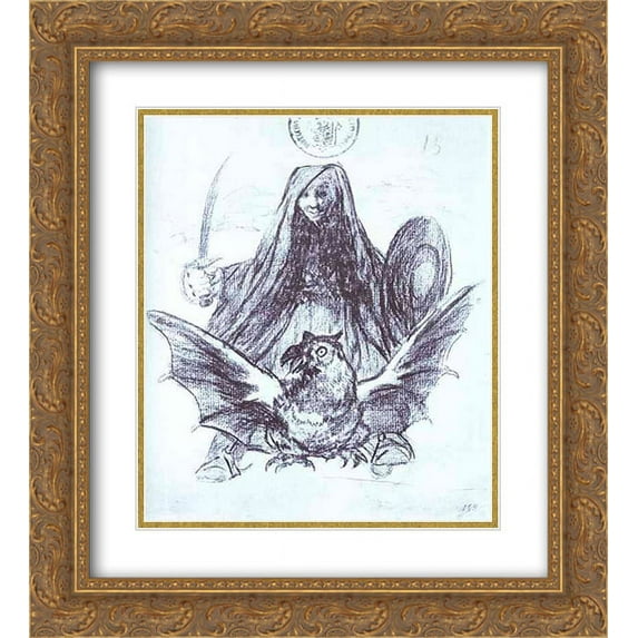 Francisco Goya 2x Matted 20x24 Gold Ornate Framed Art Print 'Allegory War or Evil'