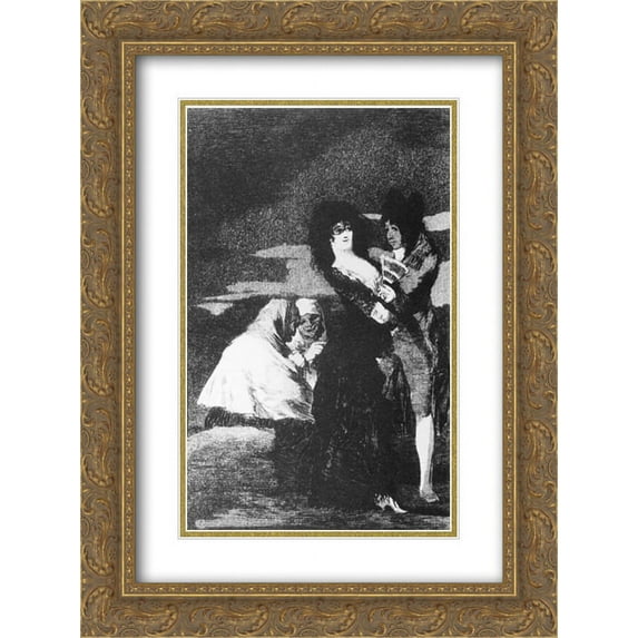 Francisco Goya 2x Matted 20x24 Gold Ornate Framed Art Print 'Birds of a Feather'