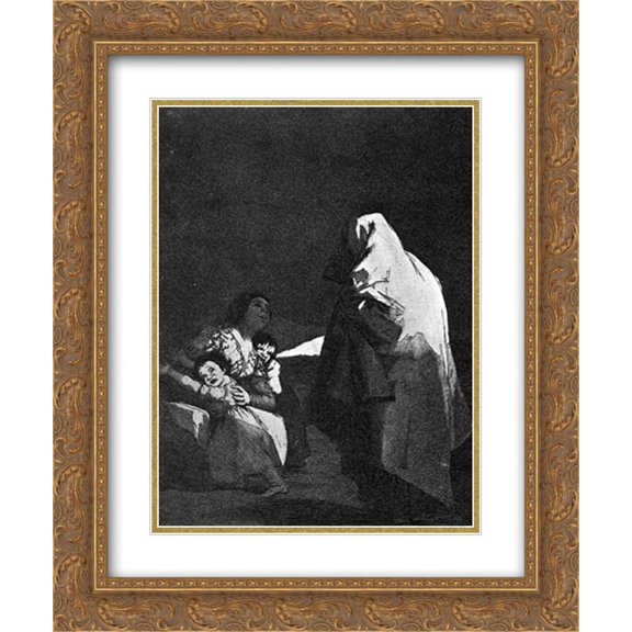 Francisco Goya 2x Matted 20x24 Gold Ornate Framed Art Print 'Here comes the bogey-man'