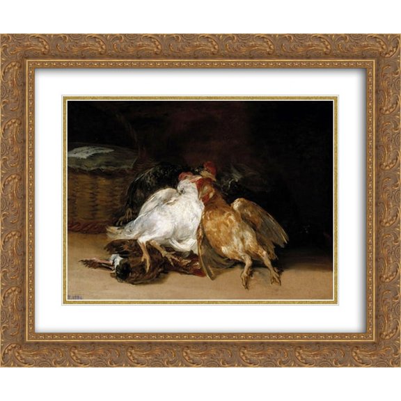 Francisco Goya 2x Matted 24x20 Gold Ornate Framed Art Print 'Dead Birds'
