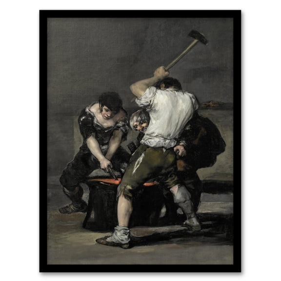Francisco Goya The Forge Blacksmiths Oil Painting Framed Wall Art Print A4