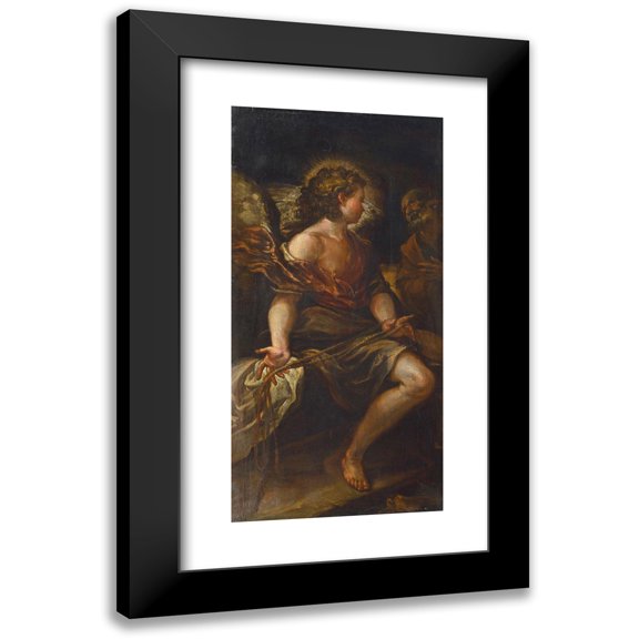 Francisco Rizi 9x14 Black Modern Framed Museum Art Print Titled - The Angel Freeing Saint Peter (17th Century)