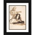 thumbnail image 1 of Francisco de Goya 11x14 Black Ornate Wood Framed Double Matted Museum Art Print Titled: A Nun Frightened by a Ghost Playing a Guitar (ca. 1812-20), 1 of 5