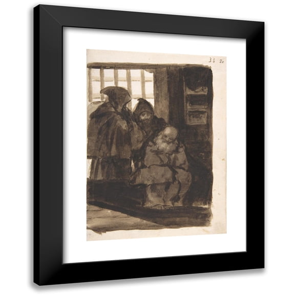 Francisco de Goya 18x24 Black Modern Framed Museum Art Print Titled - Monks in an Interior (ca. 1812-20)