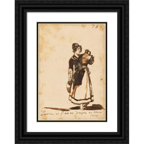Francisco de Goya 18x24 Black Ornate Framed Double Matted Museum Art Print Titled: It's a Pity You Don't Have Something Else to Do! (1808-1814)