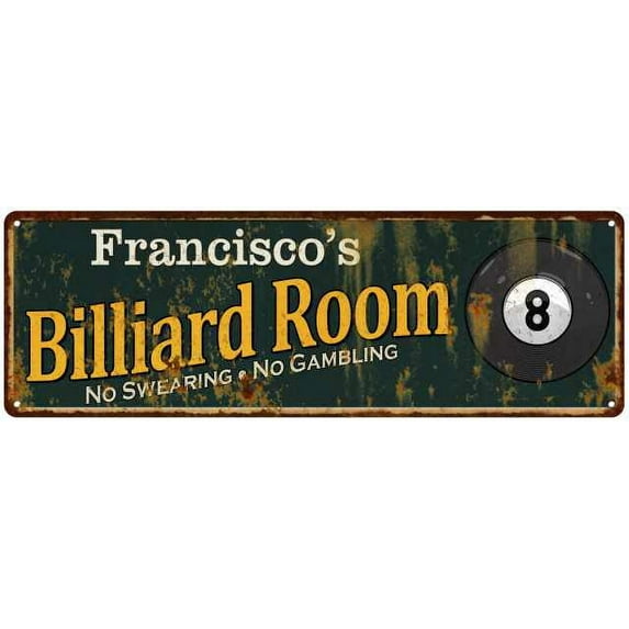 Francisco's Billiard Room Green Sign Man Cave 6x18 206180009492