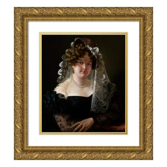 Franciszek Jan Pfanhauser 12x14 Gold Ornate Wood Frame and Double Matted Museum Art Print Titled - Portrait of Julia Wieman Nee Czaban (C. 1830)
