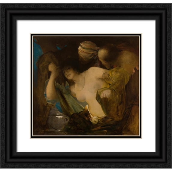 Franciszek Żmurko 13x12 Black Ornate Wood Framed Double Matted Museum Art Print Titled: Susanna and the Elders (1879)
