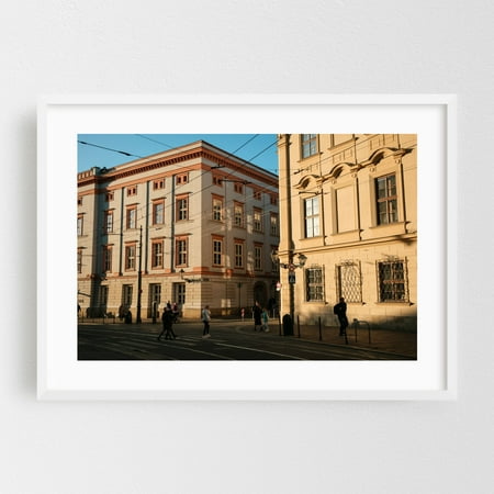 Franciszkanska, Kraków 02 - Kraków Malopolskie Poland Photography Architecture City Street Photography Vintage Travel Poster Scenic White Framed Wall Art Print 5 x 7 inches