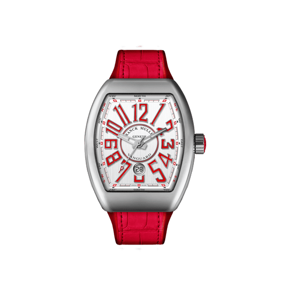 Franck Muller Vanguard Automatic White Dial Red Strap Men's Watch V 45 SC DT AC RG