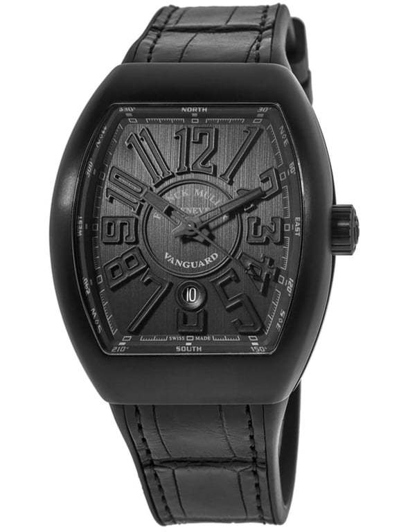Vanguard Classical Automatic Black Dial Rubber & Leather Strap Men's Watch V 45 SC DT TT NR BR NR