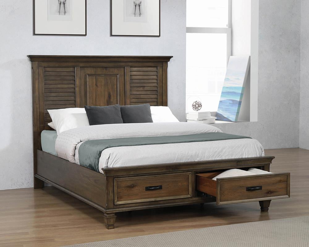 Franco Burnished Oak 5-Piece Eastern King Storage Bedroom Set