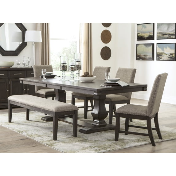 Franco 6pc Dining Set Dining Table 4x Side Chairs and Bench