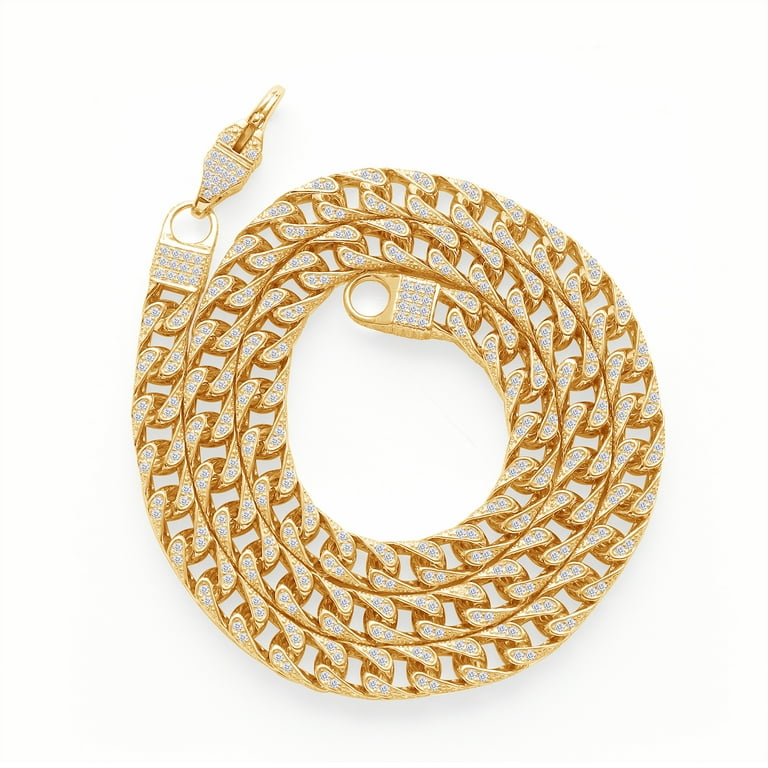 Franco Chain Necklace for Men 20 CTTW Round Lab Created Moissanite