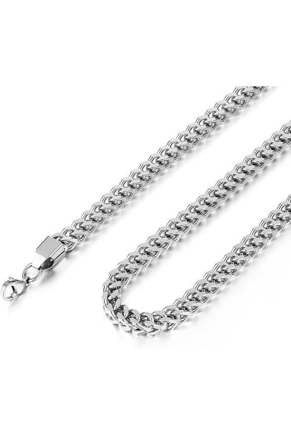 Franco Chain for Men 3mm/4mm/5mm/6mm Stainless Steel Men's Chain Box Link Chain Necklace 16-30 Inch