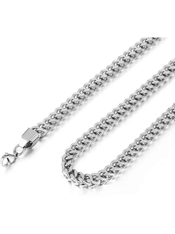 Franco Chain for Men 3mm/4mm/5mm/6mm Stainless Steel Men's Chain Box Link Chain Necklace 16-30 Inch