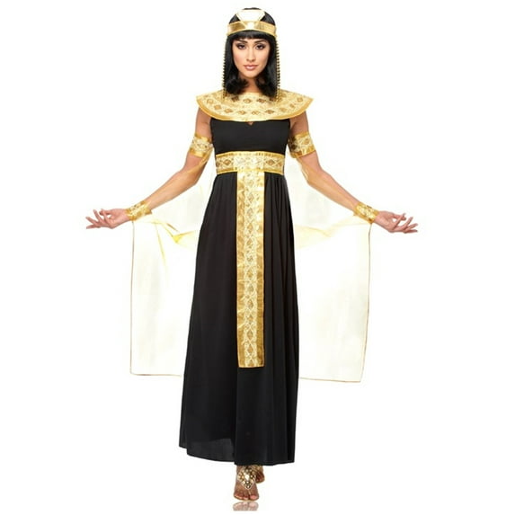 Franco Egyptian Dress Costume for Adults with Sheer Gold Cape, Medium