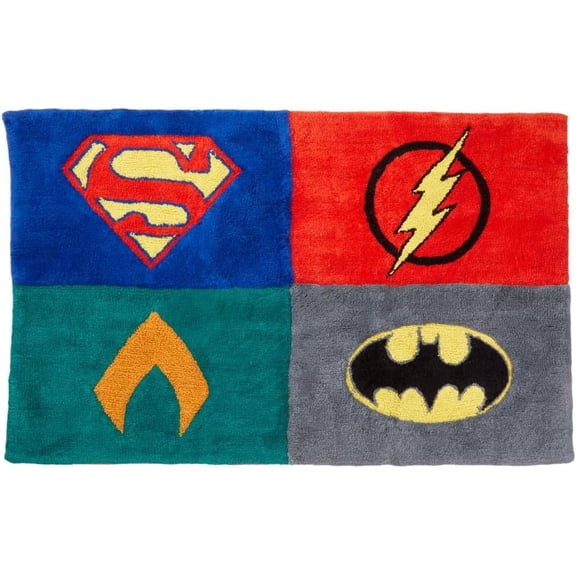 Franco Justice League Kids Room Non Slip Area Rug, 30" x 48" Tufted Cotton