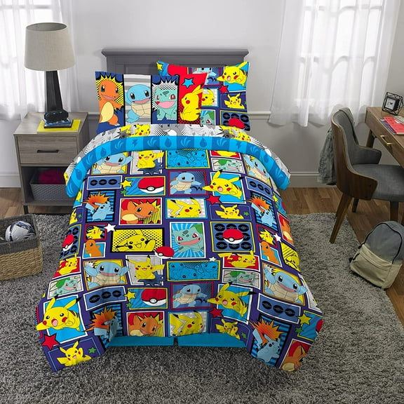 Franco Kids 5-Piece Pokemon Comforter Set, Twin Size