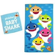 Franco Baby Shark Kids Bath/Pool/Beach Soft Absorbent Cotton Terry Towel with Washcloth 2 Piece Set, 50 in x 25 in