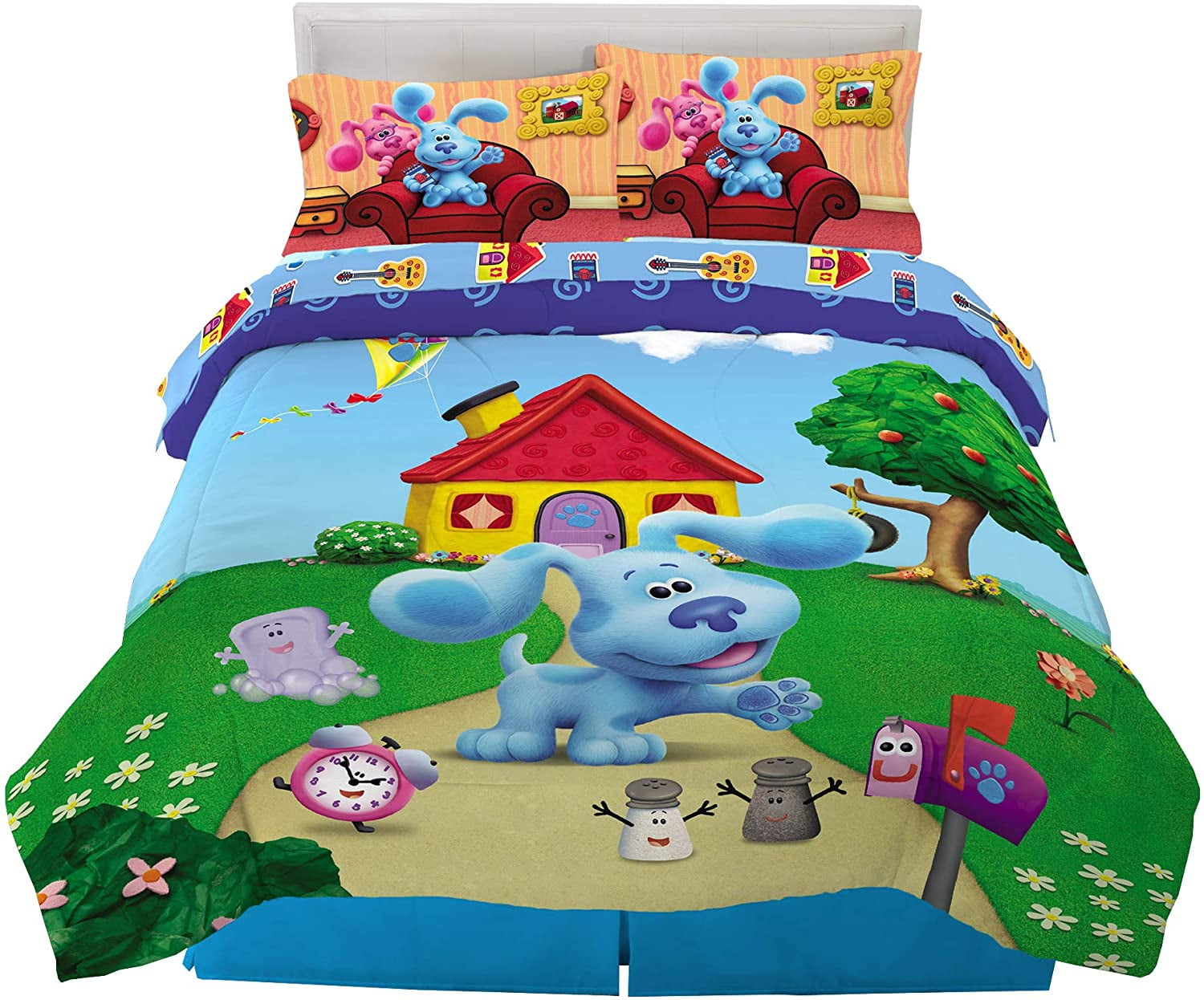 Franco Kids Bedding Super Soft Comforter and Sheet Set, 5 Piece Full Size, Blues Clues