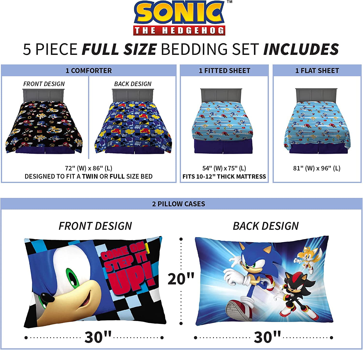 Franco Kids Bedding Sonic the Hedgehog Super Soft Comforter and Sheet