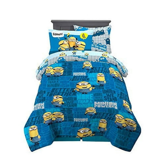 Franco Kids Bedding Super Soft Comforter and Sheet Set with Sham, 5 Piece Twin Size, Minions