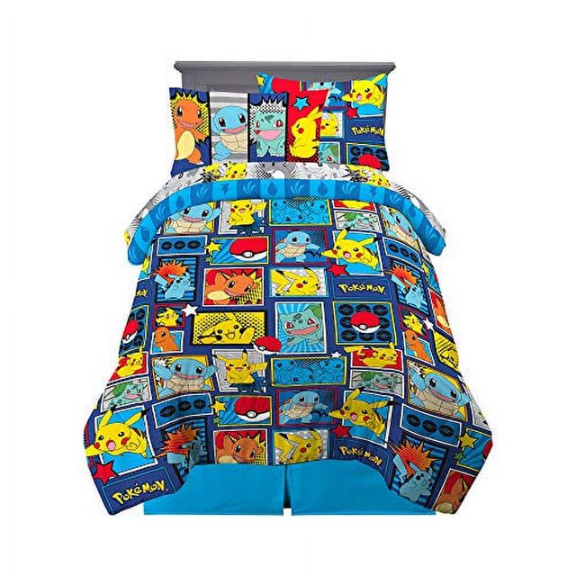 Franco Kids Pokemon Pikachu 5 Piece Twin Size Bedding Set for Full ...
