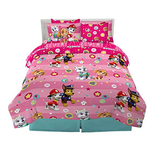 Franco Kids Bedding Super Soft Comforter and Sheet Set with Sham, 7 Piece Full Size, Paw Patrol Girls