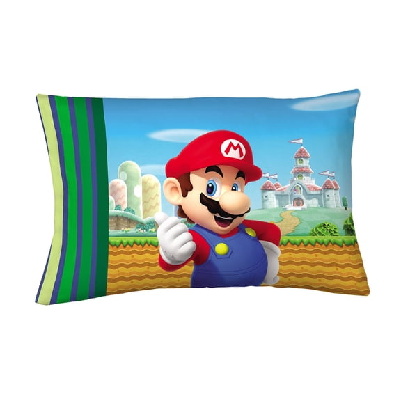Franco Kids Super Mario Reversible Pillowcase, 20 in x 30 in