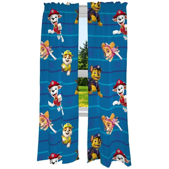 Franco Kids Blue Paw Patrol Rod Pocket Light Filtering Curtains, 82 x 84 in (2 Panels)