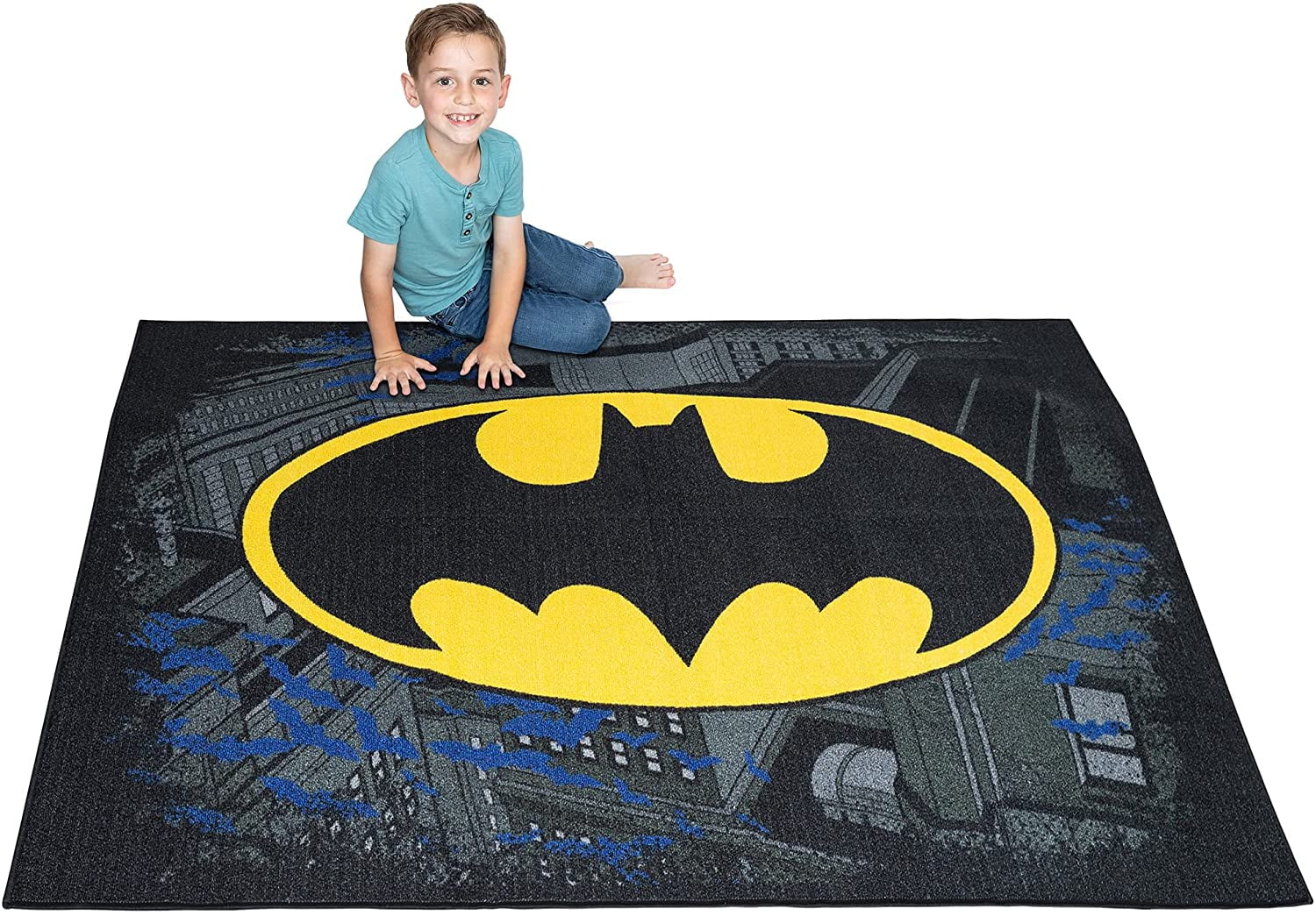 Franco Kids Room Non Slip Area Rug, 69 in x 52 in, Batman Black 69 in x 52 in Rug