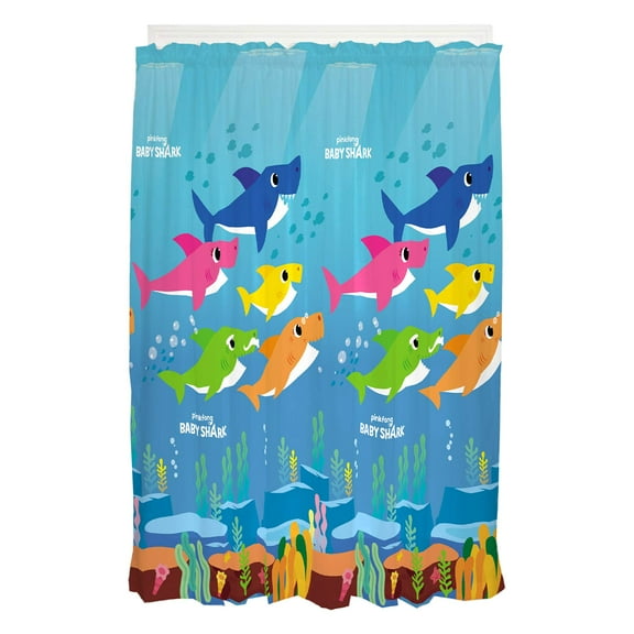 Franco Kids Room Window Curtain Panels Drapes Set, (82" x 63"), Baby Shark