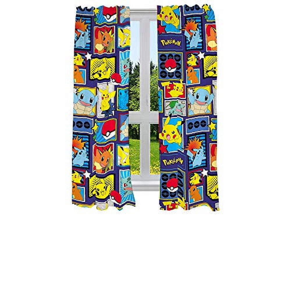 Franco Kids Room Window Curtains Drapes Set, 82" x 63", Pokemon