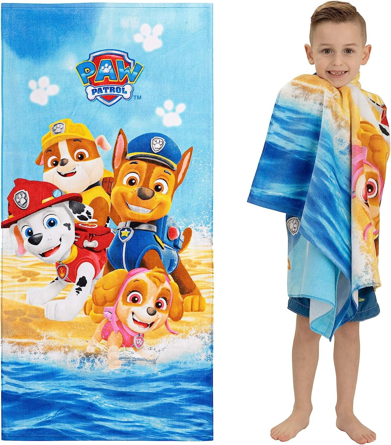Franco Paw Patrol Kapuzenhandtuch Für Kinder – 61x55,9 Cm, Aus Baumwoll-Frottee, Mit Chase-Design