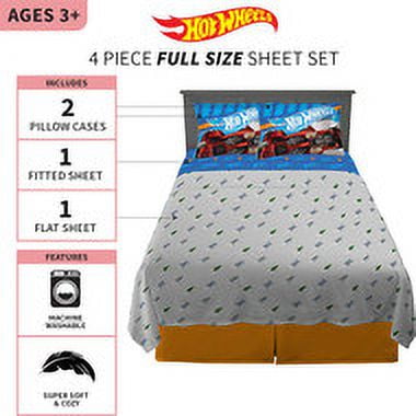 Franco Kids Bedding Hot Wheels 4 Piece Full Size Sheet Set