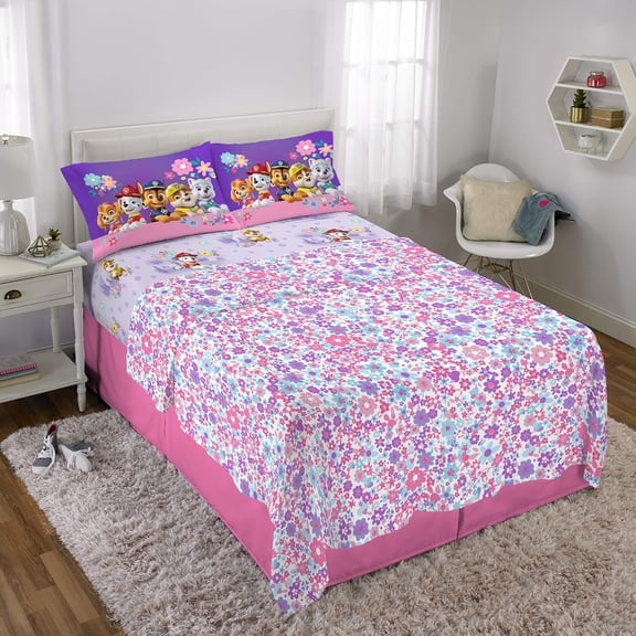 Franco Manufacturing 4-Piece Paw Patrol Purple Microfiber Bed Sheet Set, Twin - Machine Washable