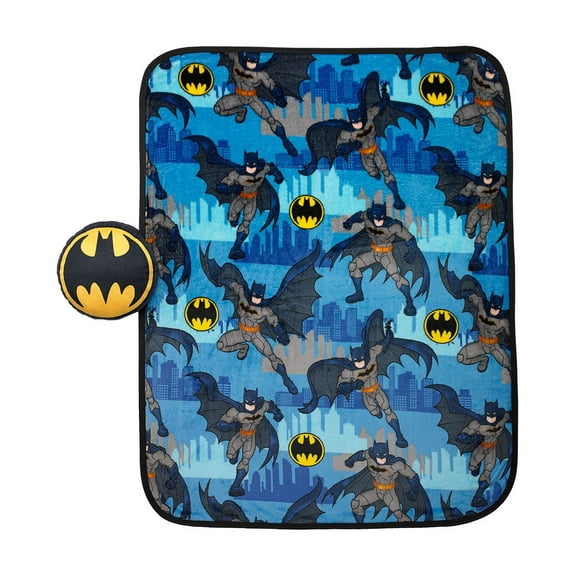 Franco Manufacturing Batman Pillow & Throw Nogginz Set, Navy, 40 x 50
