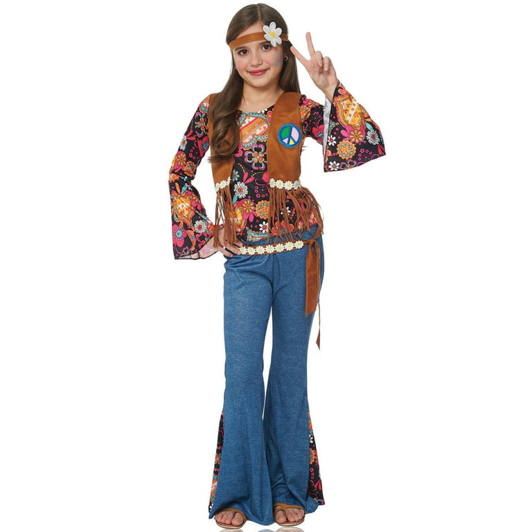 Franco Peace Out Girls Hippie 70s Flower Girl's Halloween Fancy
