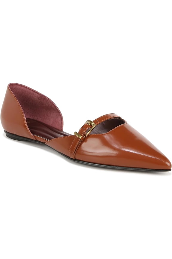 Women's A-Holly Mary Jane d'Orsay Flats Tobacco Brown Leather 7.5M