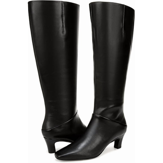 Franco Sarto Women's Andria Pointed Toe Knee High Boot Black Leather Wide Calf 6M
