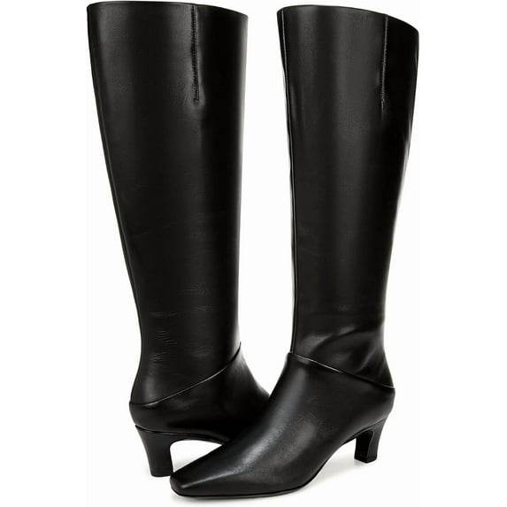 Franco Sarto Women's Andria Pointed Toe Knee High Boot Black Leather Wide Calf 7M