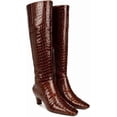 thumbnail image 1 of Franco Sarto Women's Andria Pointed Toe Knee High Boot Brown Croc Print Leather 6M, 1 of 5