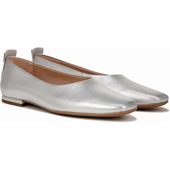 Franco Sarto Women's Ariel Silver Leather Ballet Flat 5.5M