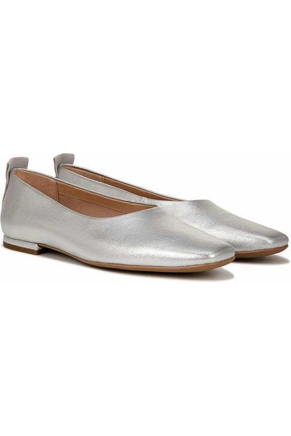 Women's Ariel Silver Leather Ballet Flat 9W