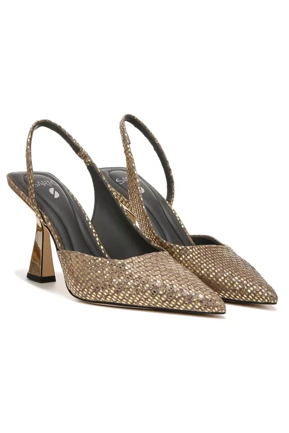 Women's Arina Gold Pointed Toe High Heel Ankle Strap Pumps, Size 8 M